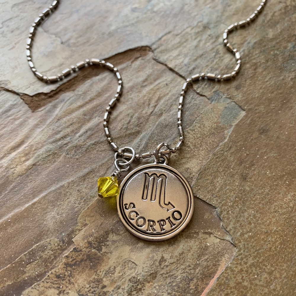 NWT Zodiac Scorpio Coin Necklace with Red Crystal